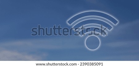 Wi-Fi symbol on blue sky background