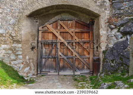 Wooden castle gate in South Bohemia