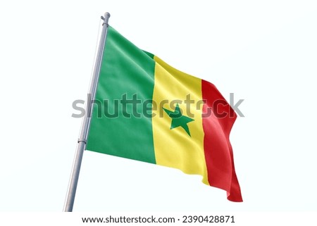 Waving flag of Senegal in white background. Senegal flag for independence day. The symbol of the state on wavy fabric.