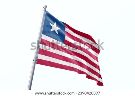 Waving flag of Liberia in white background. Liberia flag for independence day. The symbol of the state on wavy fabric.