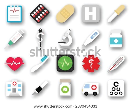 simple set medical icon illustration style flat