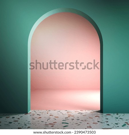 Memphis style conceptual interior room 3 d illustration Royalty-Free Stock Photo #2390473503