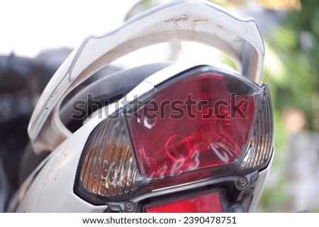 motorcycle lights. Indonesia, 20 November 2023, the rear looks like the main light and turn signal lights, or riting, looks like a dynamic aero shape and model, nice to look at, lampu sepeda motor