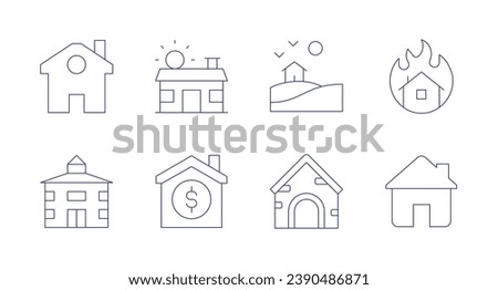 Home icons. Editable stroke. Containing home, octagon house, house, family.