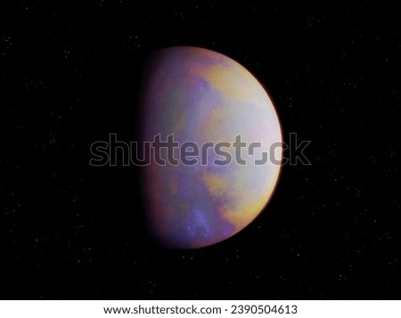 Fantastic exoplanet, sci-fi background. Super-earth planet, planets background 3d render. Exoplanet with a solid surface.