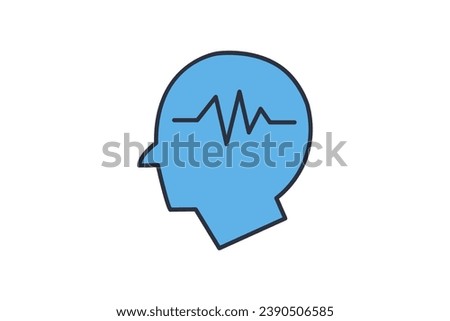 Human head pulse icon. medical brain and mental health. icon related to meditation, wellness. flat line icon style. simple vector design editable