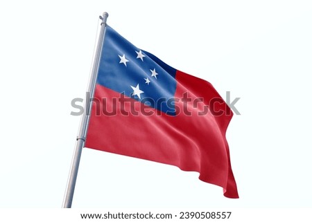Waving flag of Samoa in white background. Samoa flag for independence day. The symbol of the state on wavy fabric.