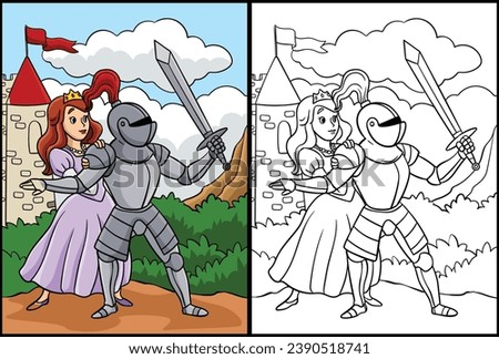 Knight Protecting the Princess Illustration
