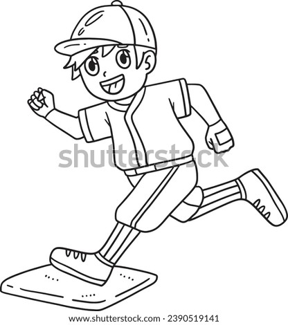 Baseball Boy Reaching Base Isolated Coloring Page