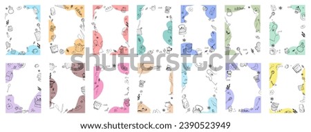 Recipe cards. Culinary book blank pages with doodle kitchen tools vector set Royalty-Free Stock Photo #2390523949