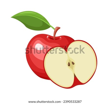 Vector red apple isolated on white background