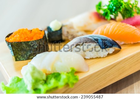 Sushi sashimi japanese food - soft effect style pictures - selective focus point