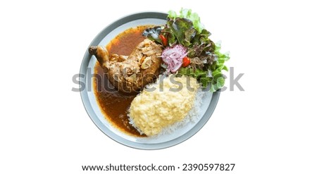 Massaman curry. Thai food, food, Asian food, Indian,Islamic food served in a bowl on a white background