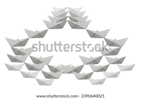 Abstract composition made from paper boats