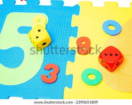Educational games. Colored cubes and numbers for kindergarten. Puzzles.