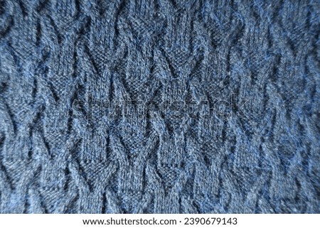 View of navy blue knitted woolen fabric  from above