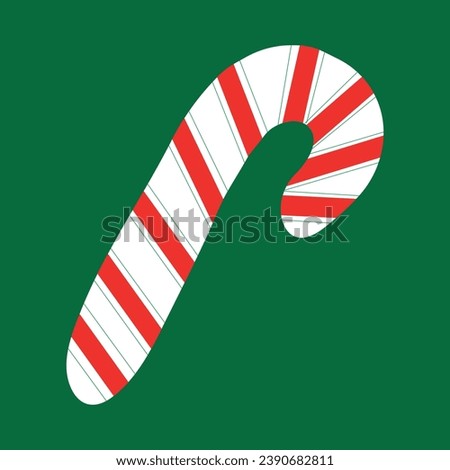 Christmas candy canes. Christmas stick. Traditional xmas candy with red and white stripes. Santa caramel cane with striped pattern. Vector illustration isolated on transparent background.