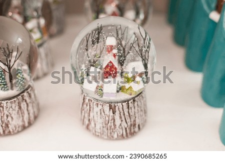 christmas glass snow globes home festive decoration with winter houses and trees