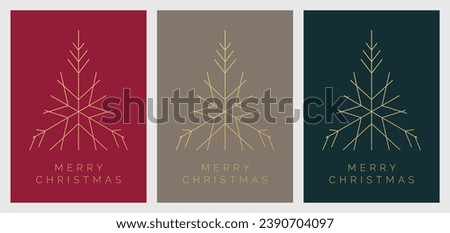 Christmas Card Vector Design Template. Set of Christmas Card Designs with Geometric Christmas Tree Illustration. Merry Christmas Greeting Card Concepts 