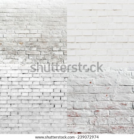 White Brick Wall Pattern Texture Set as Urban Background and Copy Space