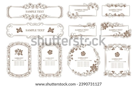 Vintage flower ornament Set. borders and frames for design of monograms, invitations, frames, menus, labels and websites.