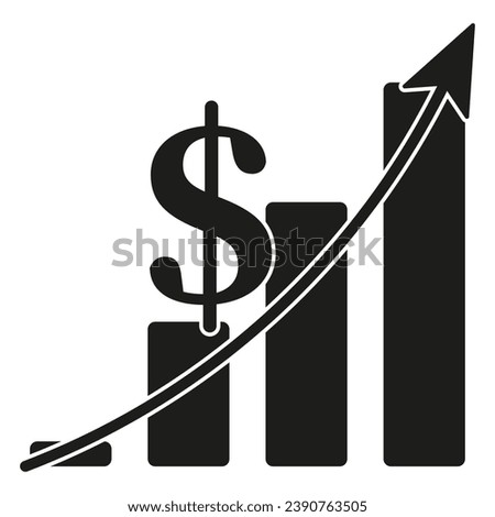 Growth diagram with sign dollar and arrow going up. Vector illustration. EPS 10.