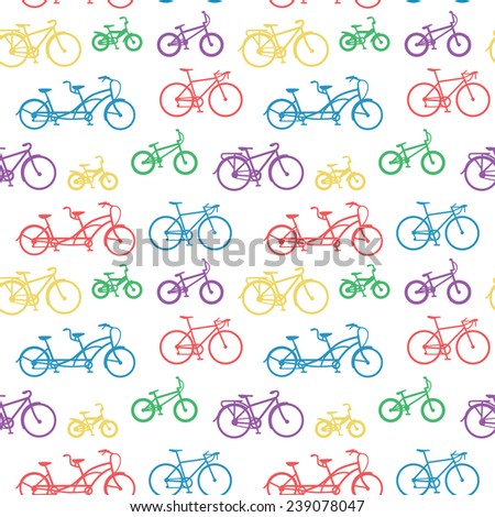 Abstract seamless pattern with bicycles on black background