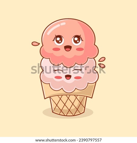 Cute Ice Cream Design Character Illustration