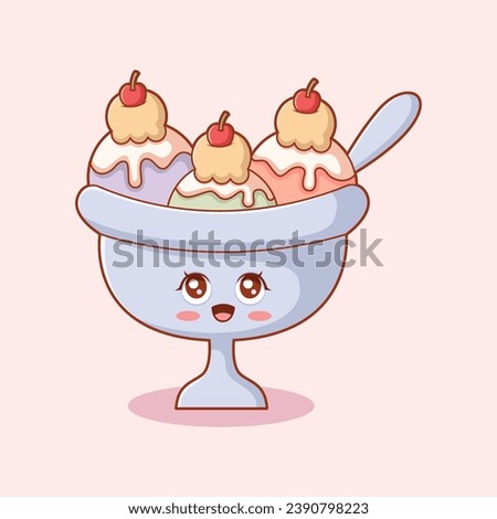 Cute Ice Cream Character Design Illustration