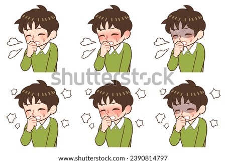 Clip art set of child coughing