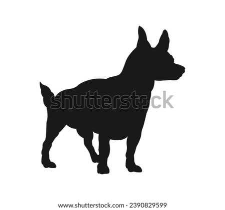 Dog silhouette. Vector silhouette of dog on white background. black dog isolated on white background. vector illustration. cutout dog. hand drawn design. 