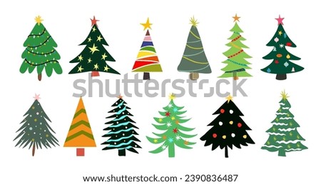 Abstract Christmas tree vector set on white.