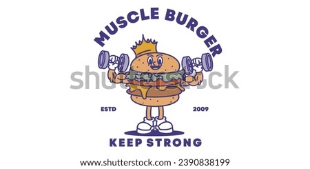muscle burger logo vector character