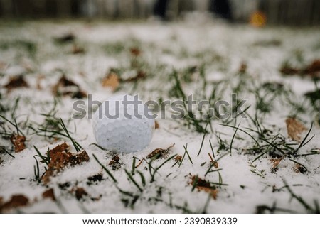 White golf ball in a golf snow game