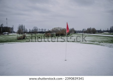 Golf course in winter close up
