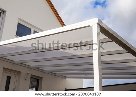New and high-quality aluminium roofing on a detached house Royalty-Free Stock Photo #2390843189