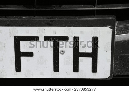 a Spanish number plate on a Spanish car with the letters 'FTH', Alicante Province, Costa Blanca, Spain