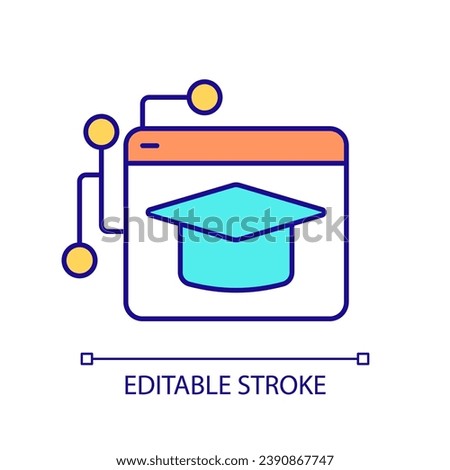 Online education network RGB color icon. Communication technology for students. Access to e learning courses. Isolated vector illustration. Simple filled line drawing. Editable stroke
