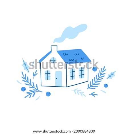 Cute house clipart. Little cottage hand drawn illustration