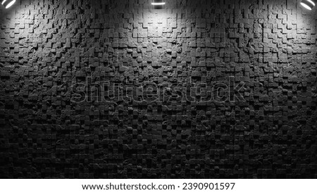 Black wall as background, texture of a black brick wall. Free space for text.