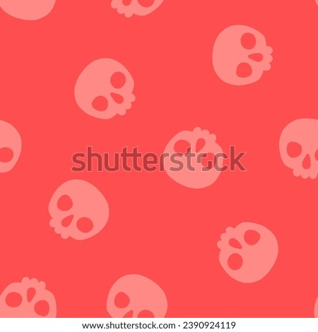 Pink seamless pattern with pink skulls