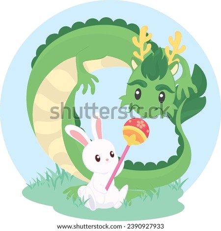 New Year Dragon and White Rabbit