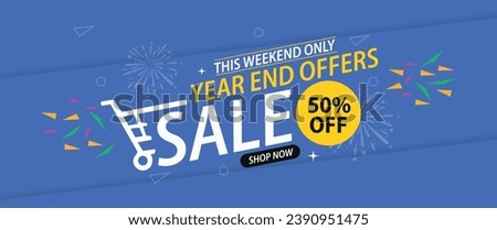 Eye-catching Year End Sale Banner vector art, ideal for promoting end-of-year discounts and enticing offers for a festive shopping season. Royalty-Free Stock Photo #2390951475