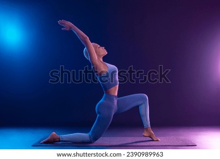 Yoga Classes Indoor. Sports recreation. Beautiful black young woman. Individual sports.