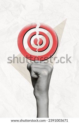 Photo artwork graphics collage painting of arms bumping cracked target isolated drawing background