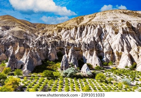View of Zelve Valley in Cappadocia, Turkey. UNESCO World Heritage Site. Royalty-Free Stock Photo #2391011033