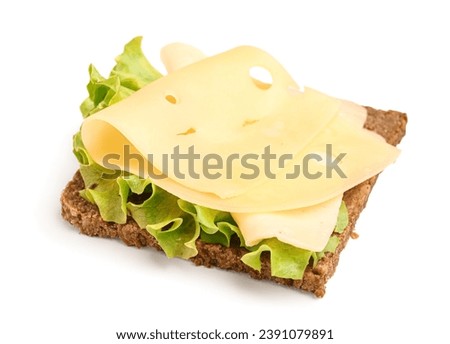 Tasty sandwich with cheese and lettuce on white background Royalty-Free Stock Photo #2391079891