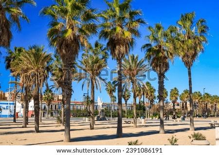 Beautiful promenade at the Playa de las Arenas beach of Valencia, Spain Royalty-Free Stock Photo #2391086191