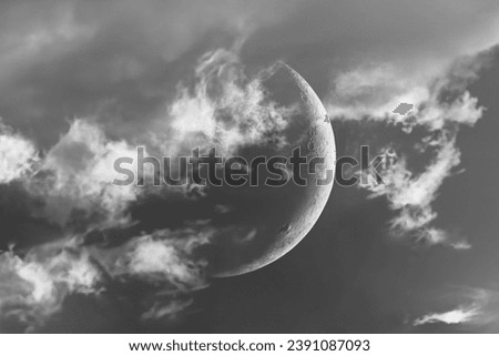 Moon with clouds moved by the wind