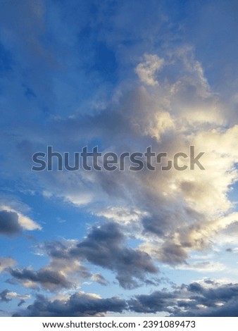 Light white gradient cloud blue sky summer background. Beauty clear cloudy sunny calm bright winter air bacground. Gloomy vivid cyan landscape in spring wind view skyline daytime environment
